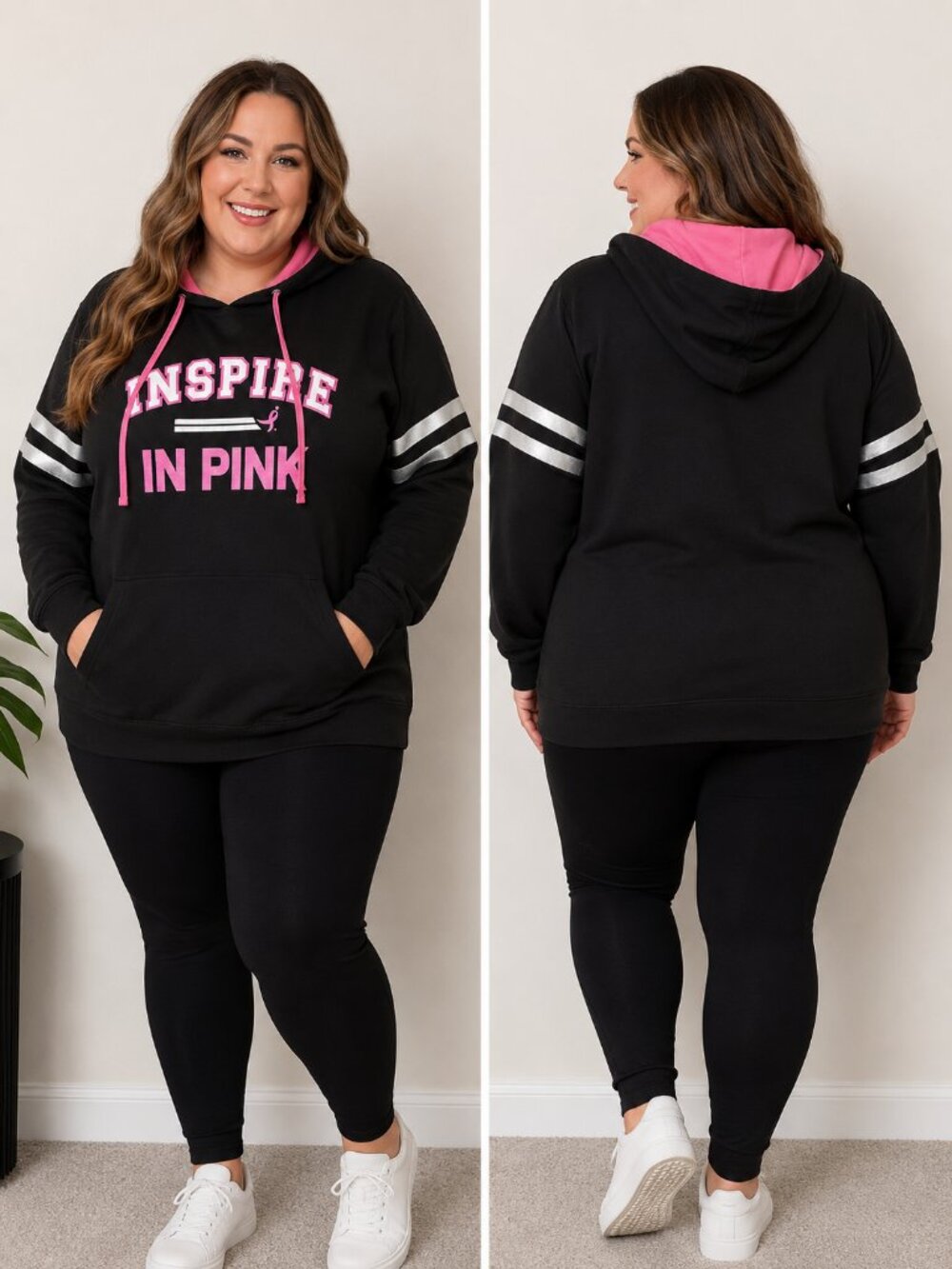 Inspire In Pink Black Pullover Hoodie Sweatshirt | Size 2XL | NWOT